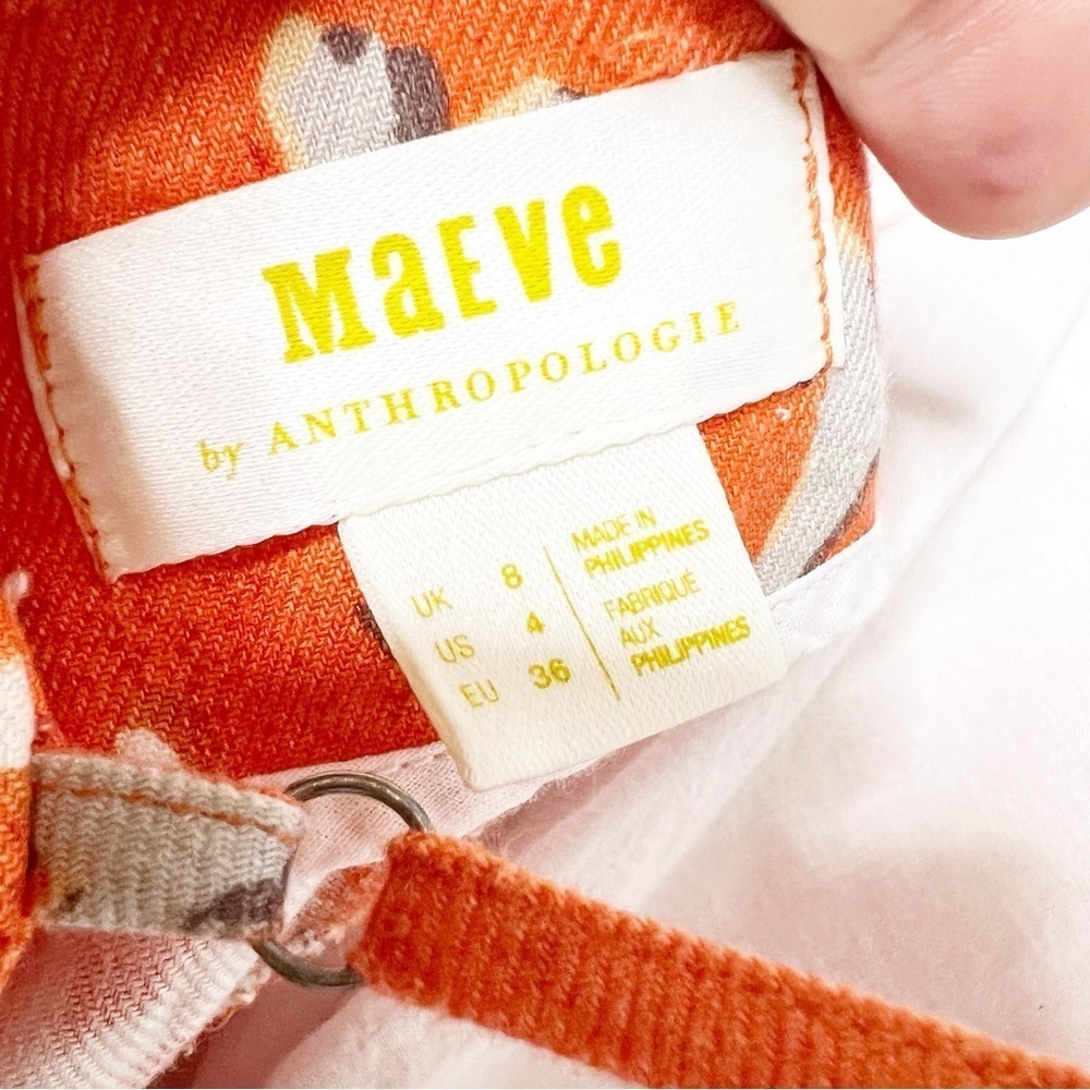 Maeve Anthropologie Orange and White Coral Patterned Jumpsuit Size 4 - Picture 10 of 11